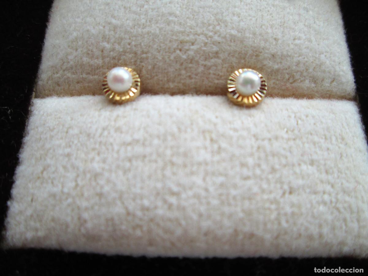 Joyeria: PENDIENTES DE ORO DE 18 KLTS. CON PERLAS - CIERRE DE ROSCA - SIN ESTRENAR - Foto 2