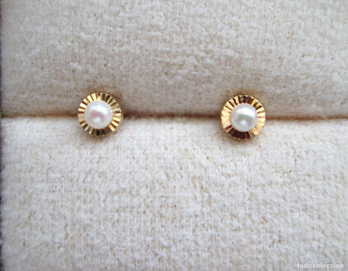 Joyeria: PENDIENTES DE ORO DE 18 KLTS. CON PERLAS - CIERRE DE ROSCA - SIN ESTRENAR - Foto 3