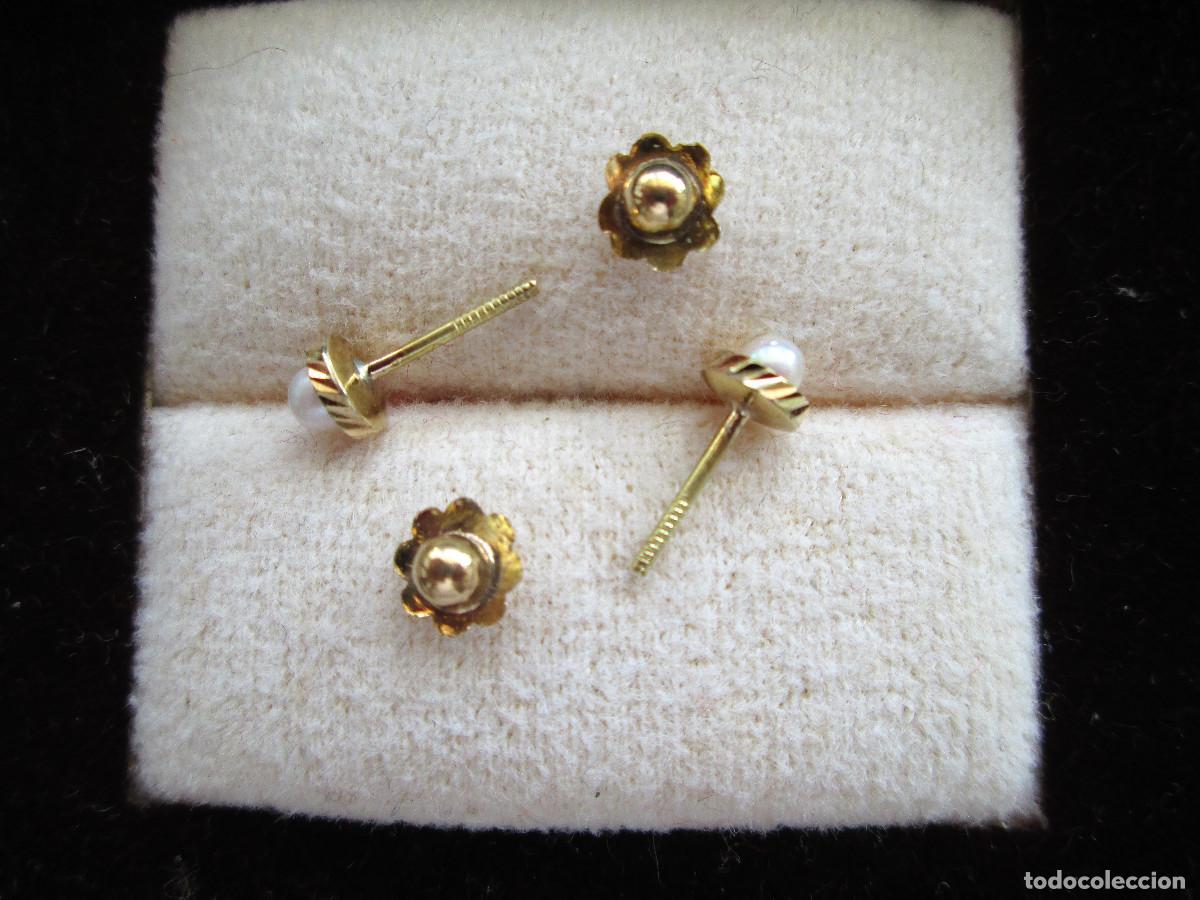 Joyeria: PENDIENTES DE ORO DE 18 KLTS. CON PERLAS - CIERRE DE ROSCA - SIN ESTRENAR - Foto 4