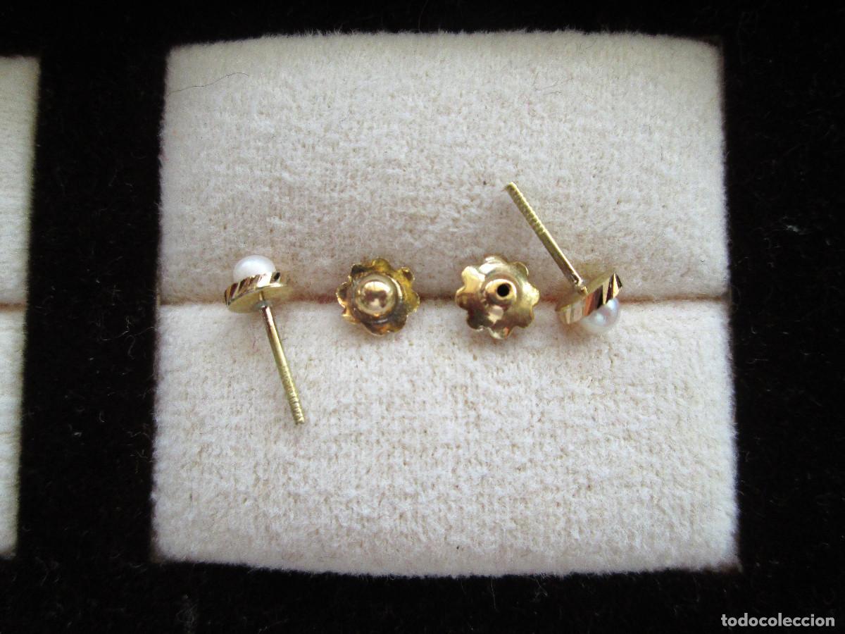 Joyeria: PENDIENTES DE ORO DE 18 KLTS. CON PERLAS - CIERRE DE ROSCA - SIN ESTRENAR - Foto 5