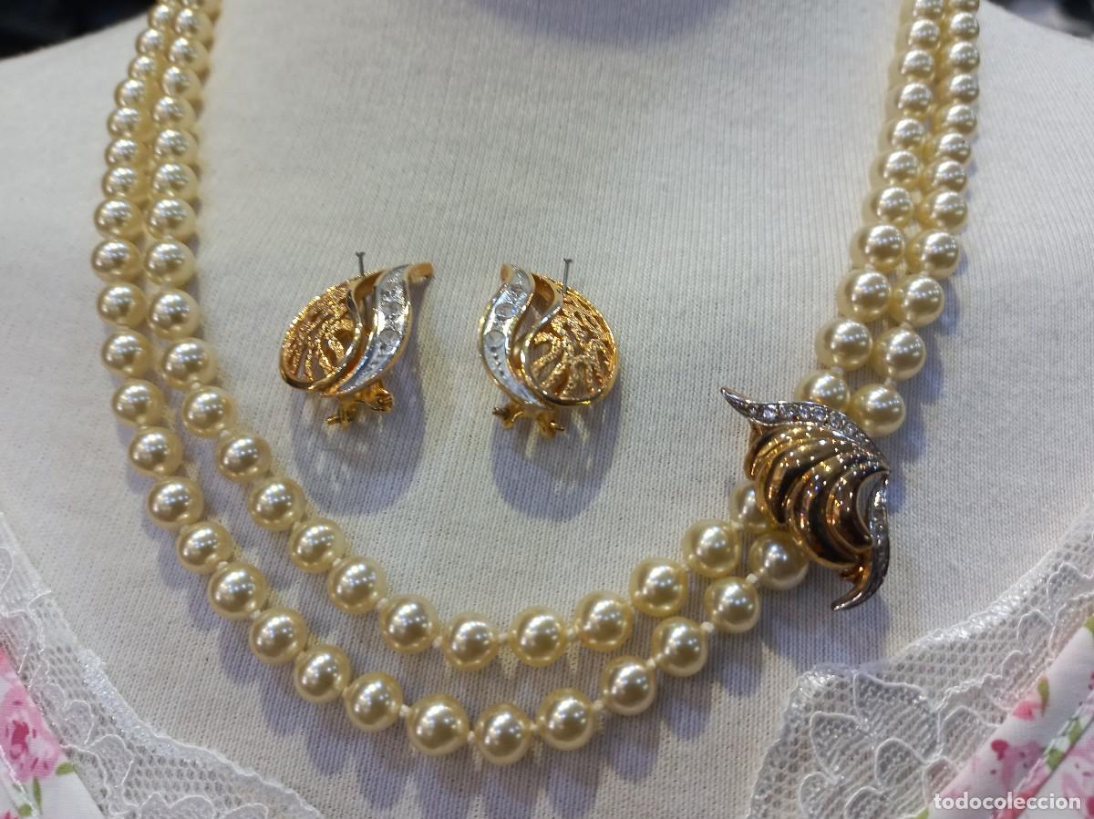 Joyeria: COLLAR PERLAS dos vueltas &uml;EDUAR&uml; (centro opcional) Y PENDIENTES (optativos)