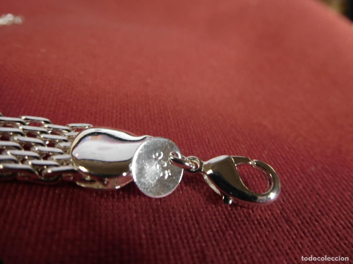 Joyeria: Pulsera ancha de plata, ley 925, ancha, trama de malla trenzada