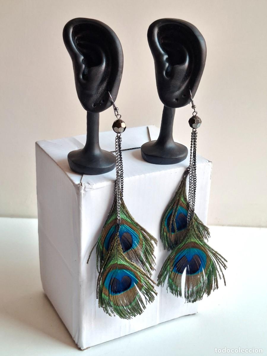 Joyeria: PENDIENTES LARGOS DE PLUMAS DE PAVO REAL - Foto 1