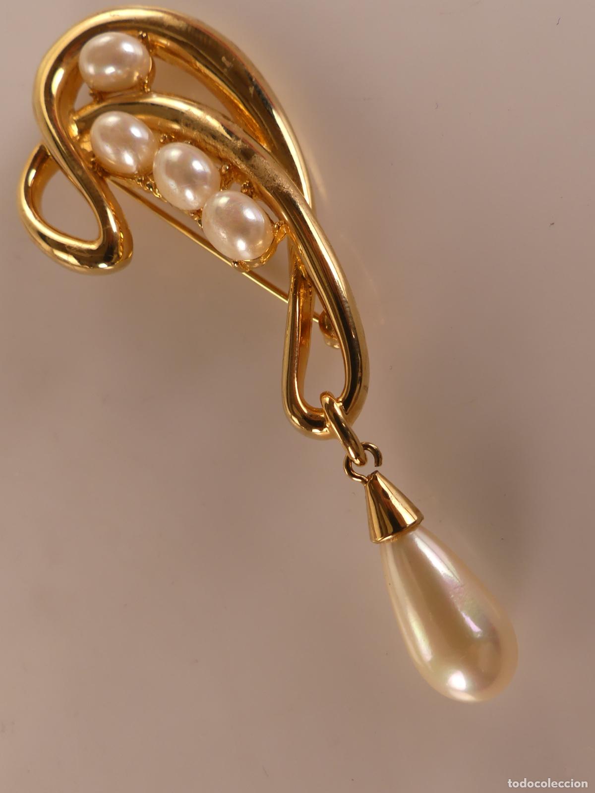 Joyeria: ELEGANTE BROCHE DORADO CON PERLAS - Foto 2