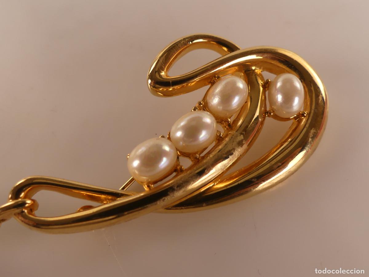 Joyeria: ELEGANTE BROCHE DORADO CON PERLAS - Foto 4