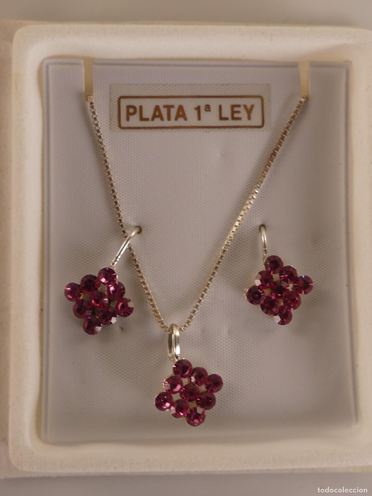 Joalharia: JUEGO DE COLLAR Y PENDIENTES DE PLATA Y PIEDRAS PESO TOTAL 3,77 GRAMOS