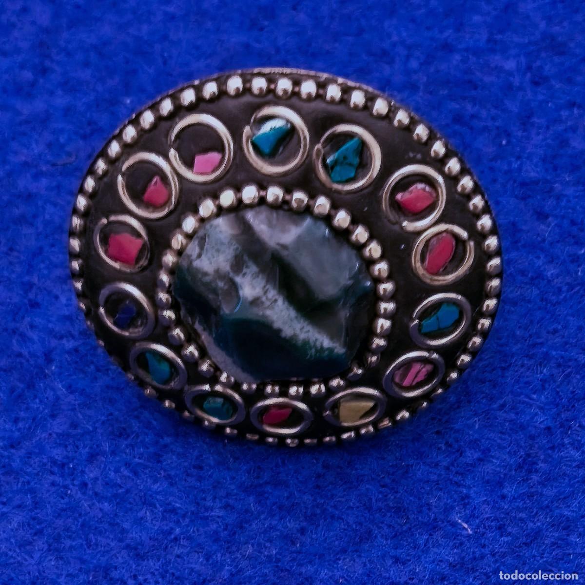 Joaillerie: ANILLO ETNICO EN BRONCE CON PIEDRAS Y AGATA MUSGOSA. AJUSTABLE