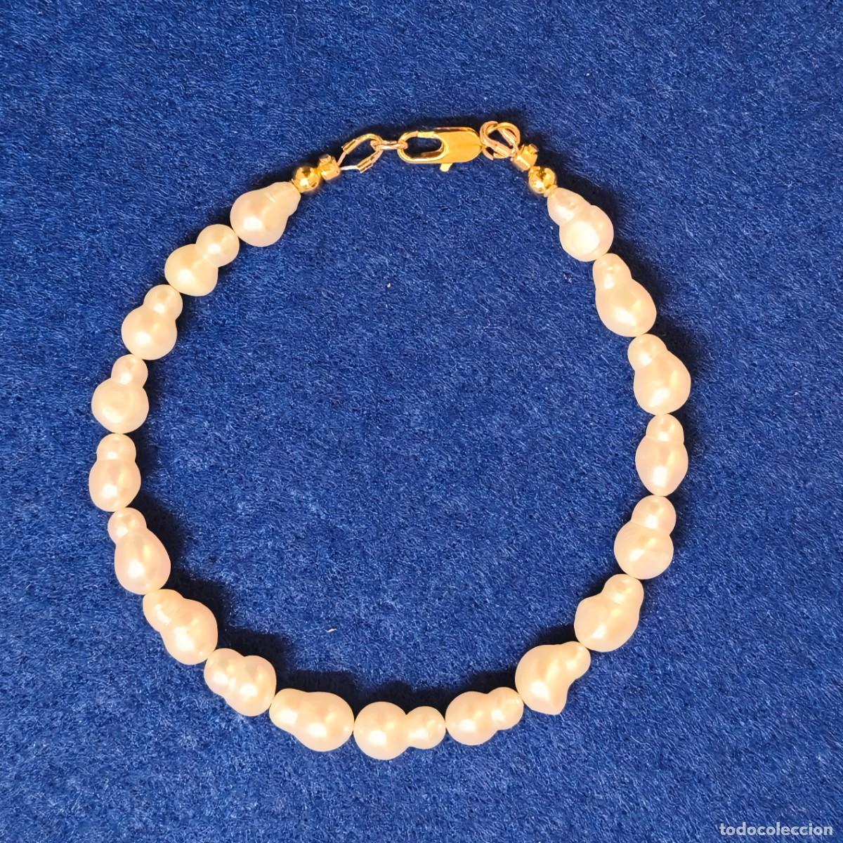 Joalharia: PULSERA DE PERLAS CULTIVADAS NATURAL MM CON ALPACA DORADA.MED. 23 - 24 ??CMS