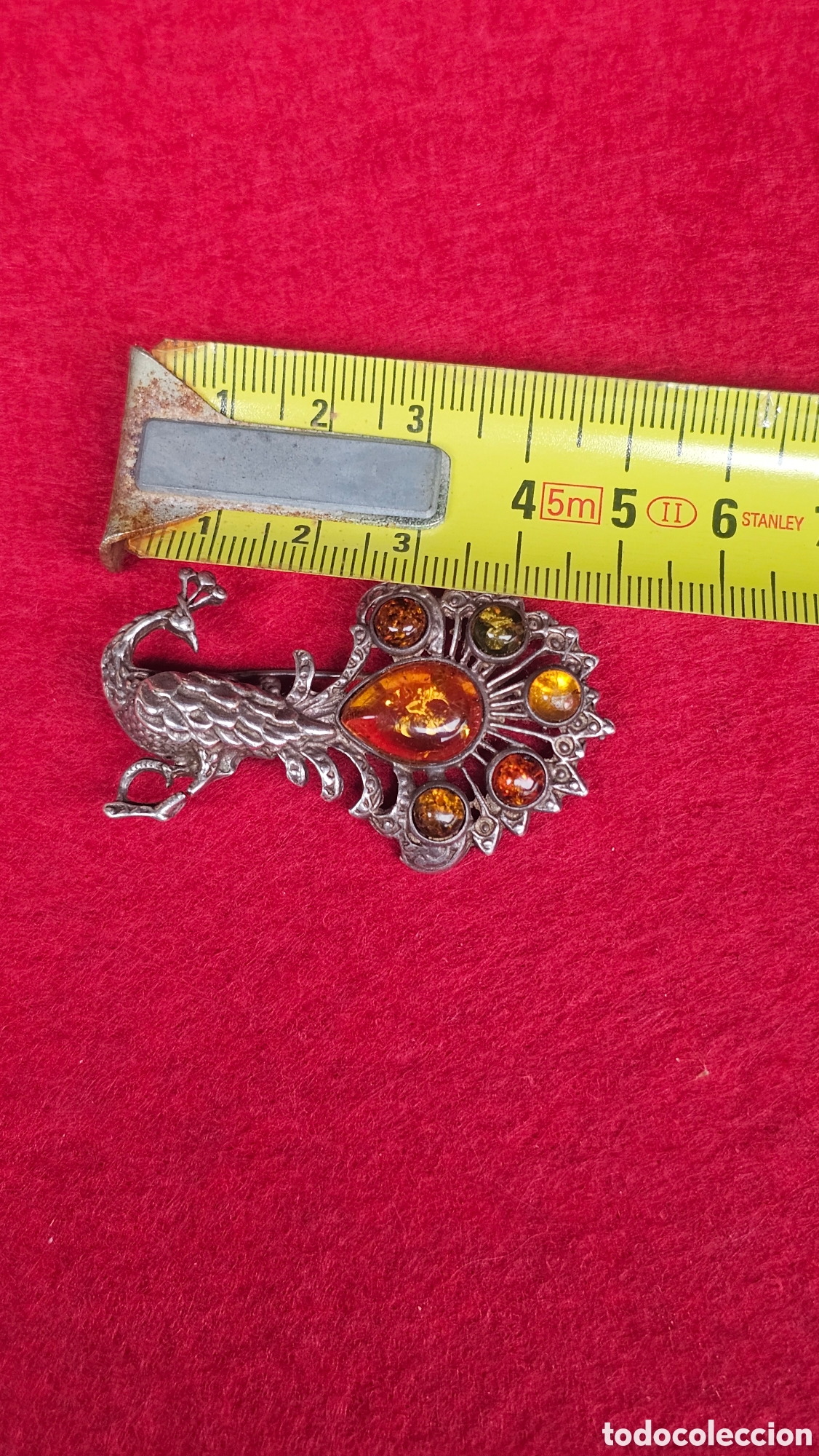 Joyeria: Antiguo broche de plata de ley contrastada y ambar - Foto 4
