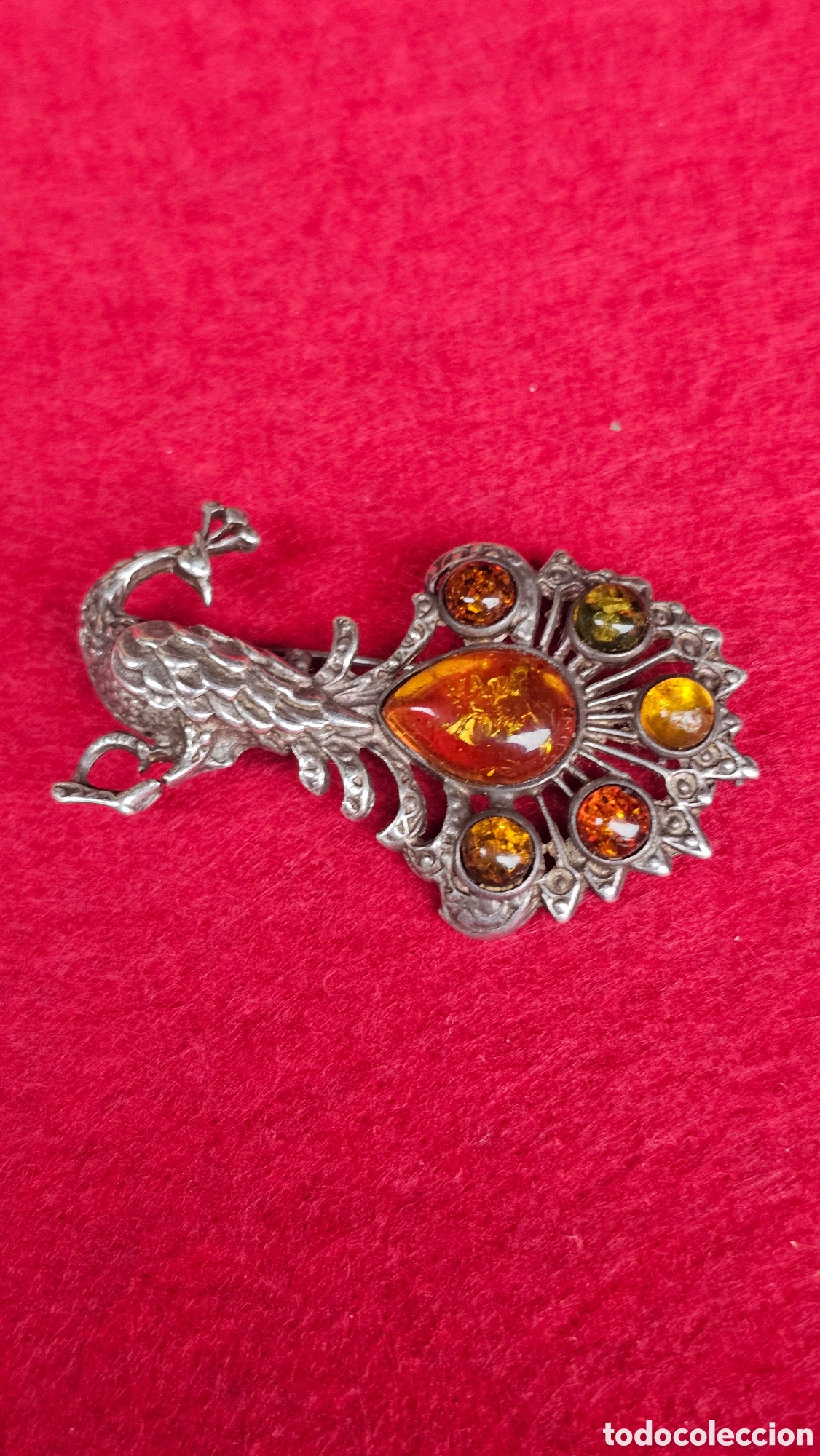 Joyeria: Antiguo broche de plata de ley contrastada y ambar - Foto 5
