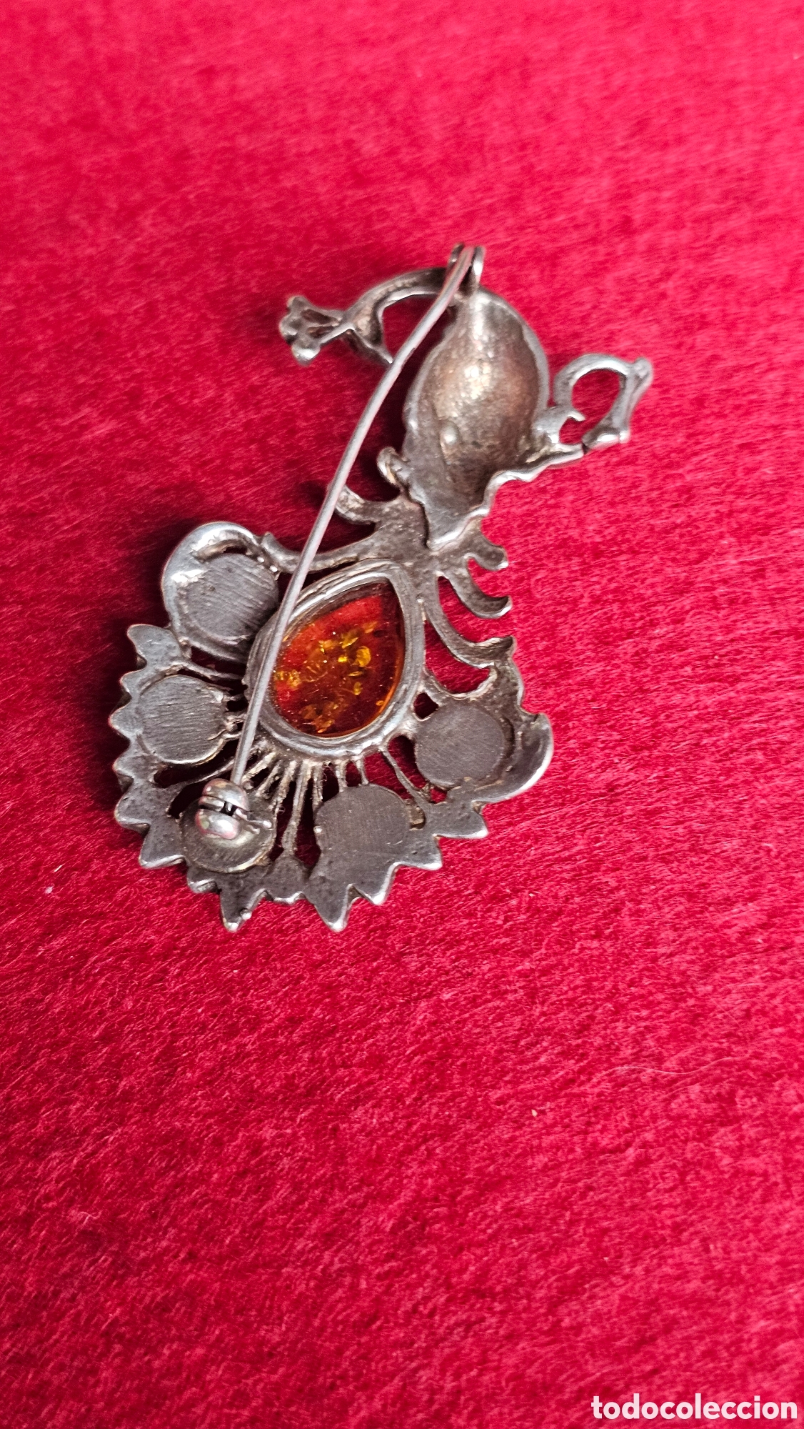 Joyeria: Antiguo broche de plata de ley contrastada y ambar - Foto 6