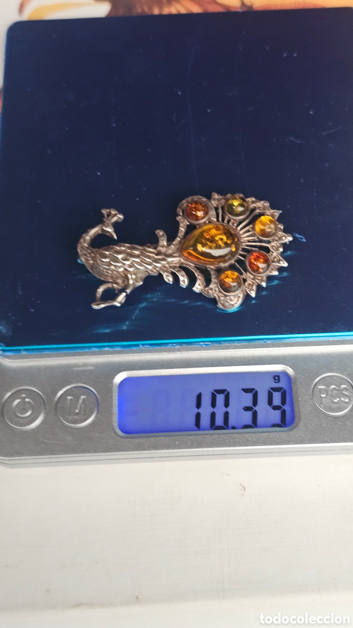 Joyeria: Antiguo broche de plata de ley contrastada y ambar - Foto 7