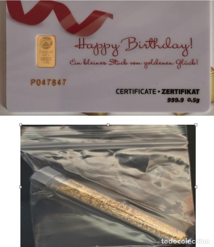 Jewelry: Magnifico lote de ORO - LINGOTE ORO 24.KT y TUBO CON VIRUTAS DE ORO