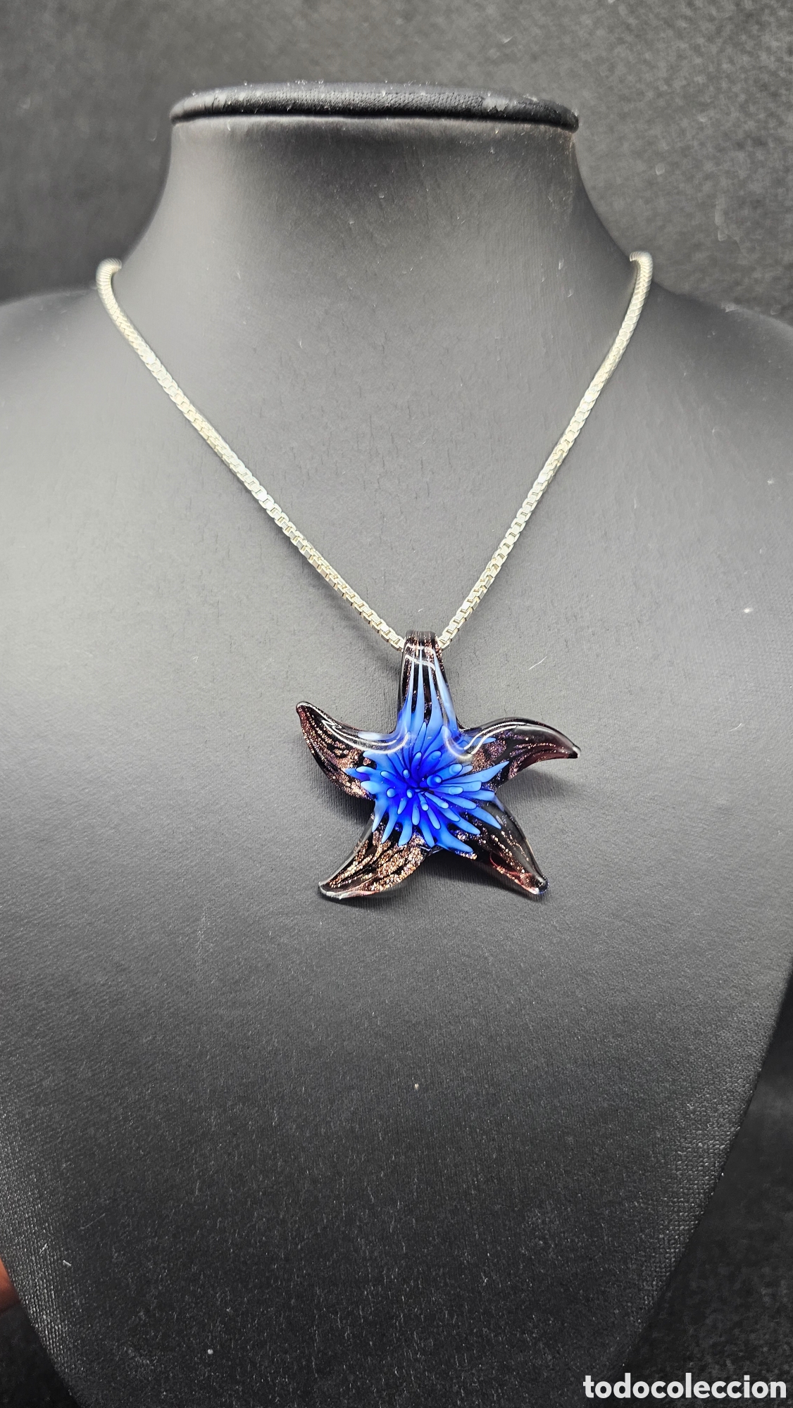 Joaillerie: Collar de plata de ley y cristal de murano