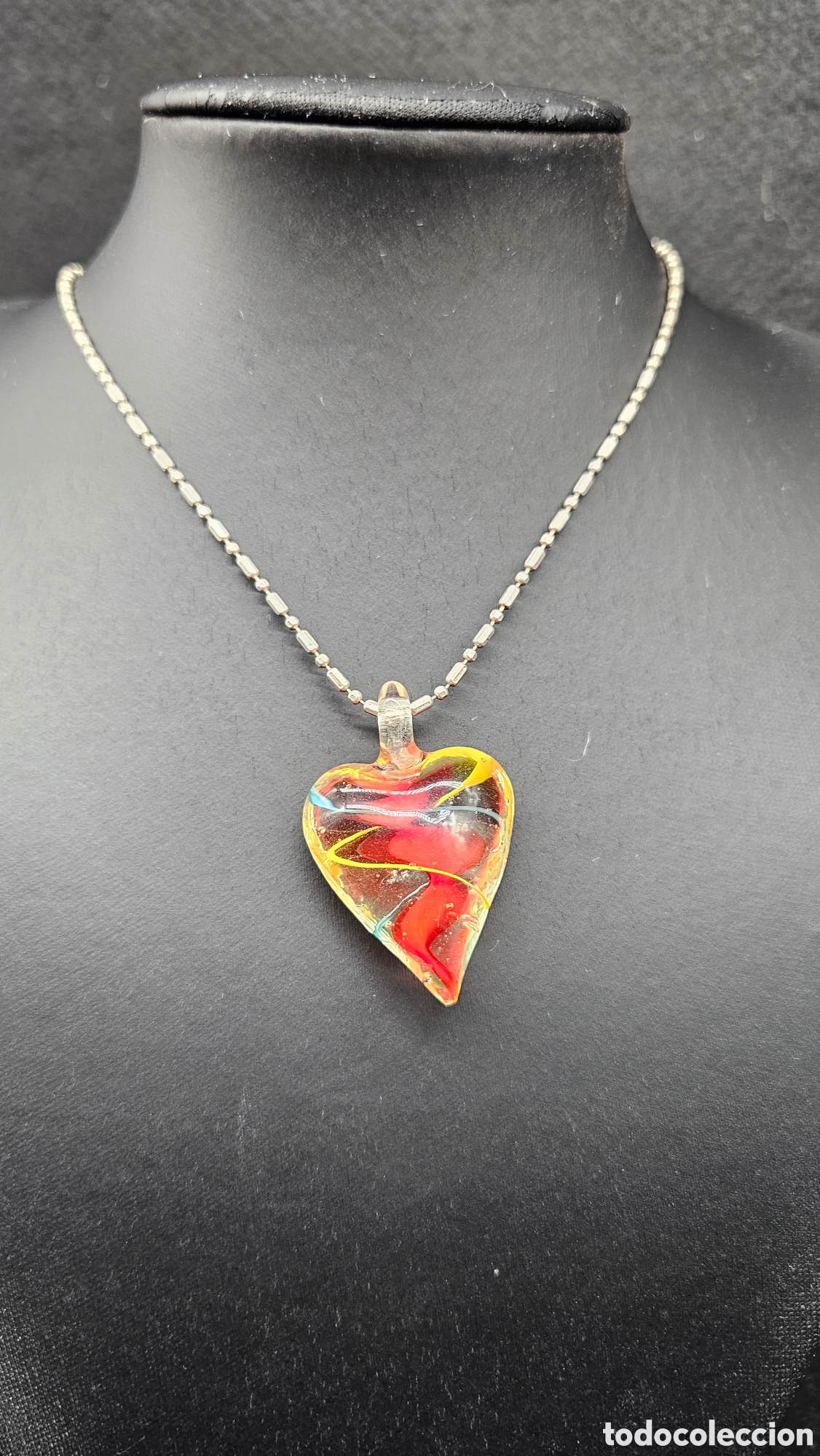 Joaillerie: Collar de plata de ley y cristal de murano