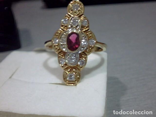 Joyeria: anillo en oro 18 kts diamantes y rubi