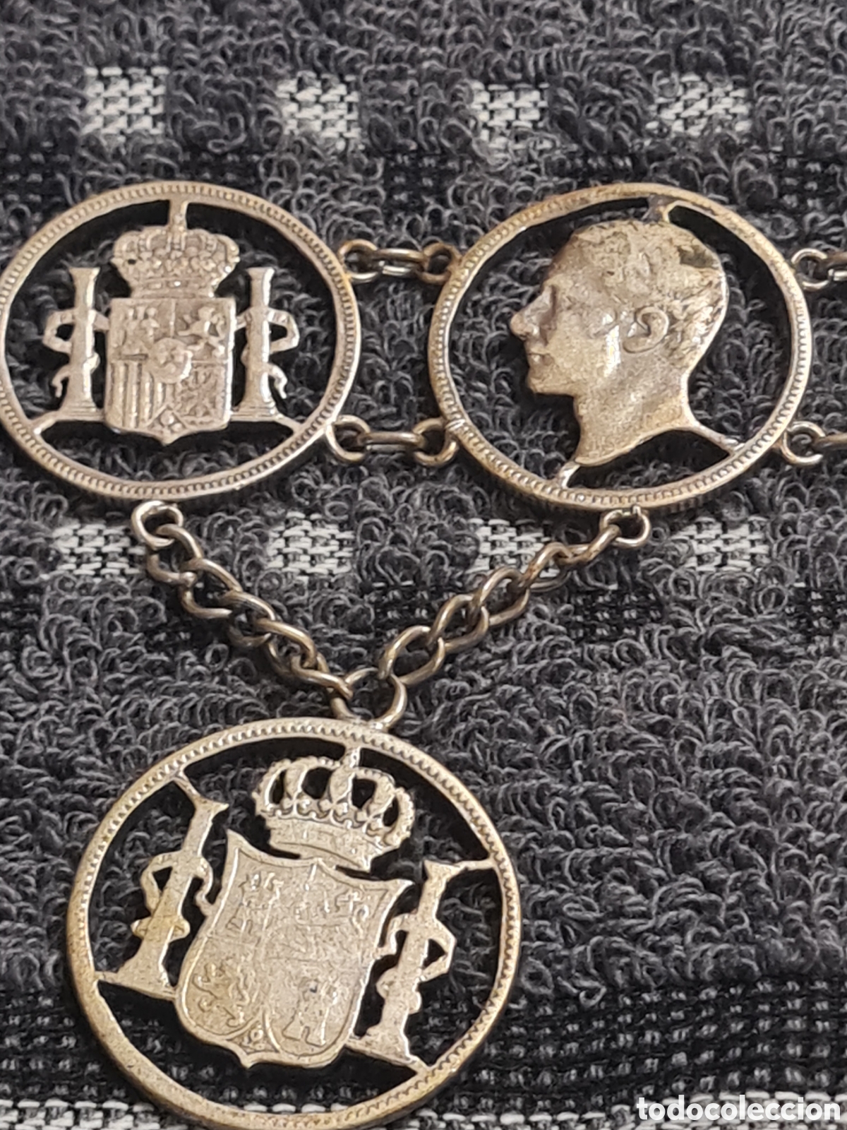 Joyeria: Antigua pulsera de plata de monedas - Foto 3