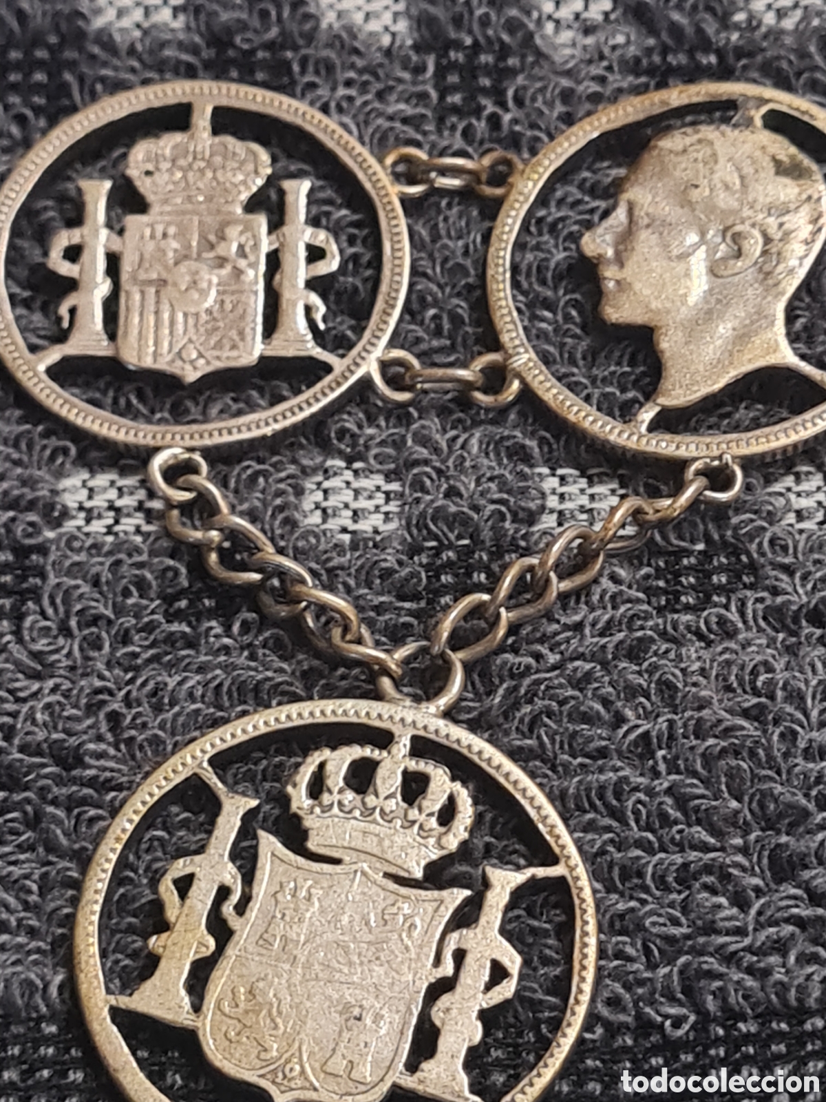 Joyeria: Antigua pulsera de plata de monedas - Foto 4