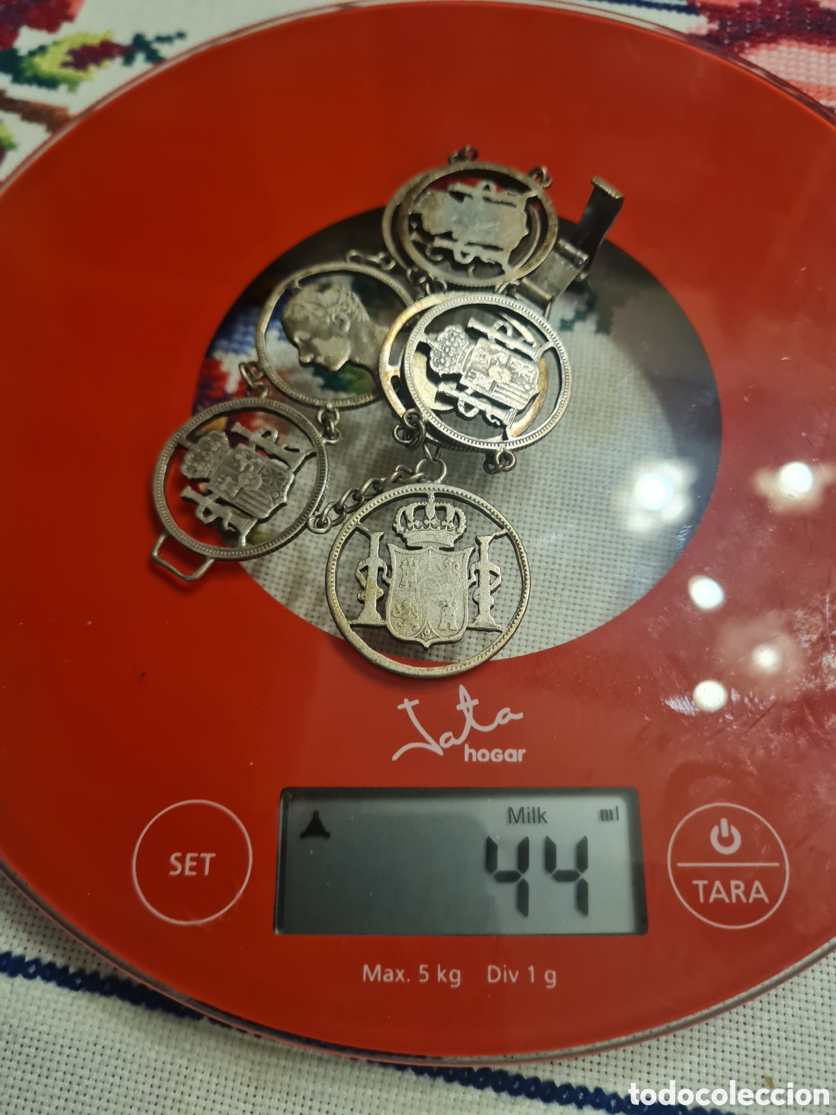 Joyeria: Antigua pulsera de plata de monedas - Foto 10