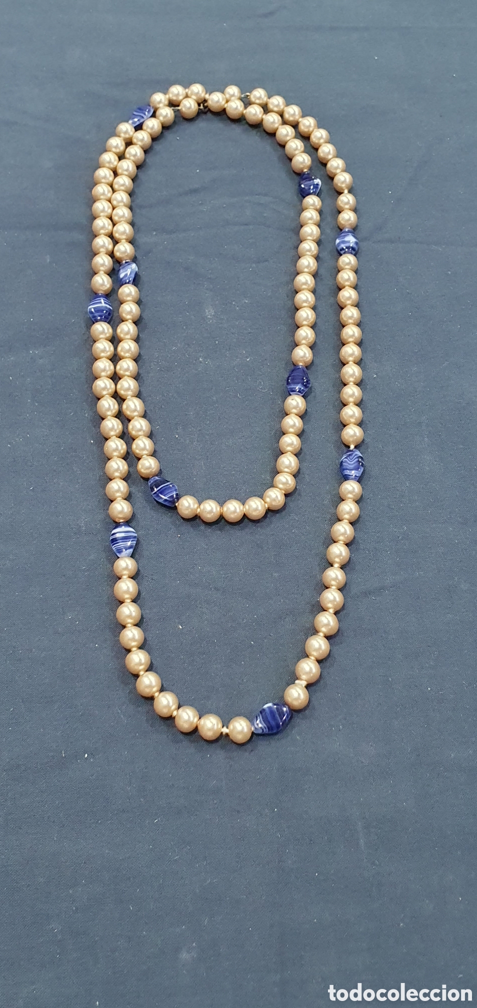 Joalharia: Collar imitaci&oacute;n perlas y cuentas de Murano azules. (L134)