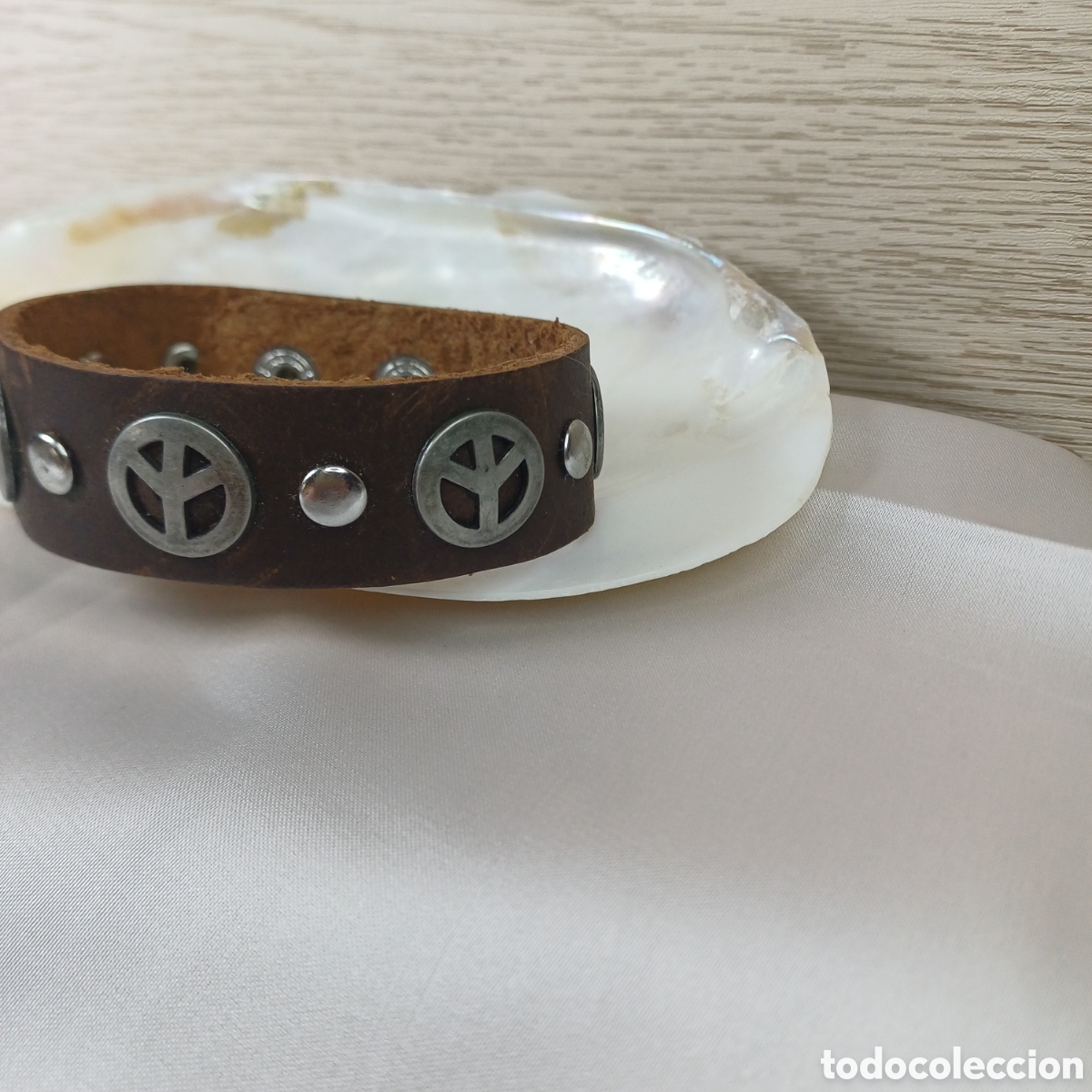 Joyeria: BRAZALETE CUERO Y S&Iacute;MBOLO PAZ - Foto 2