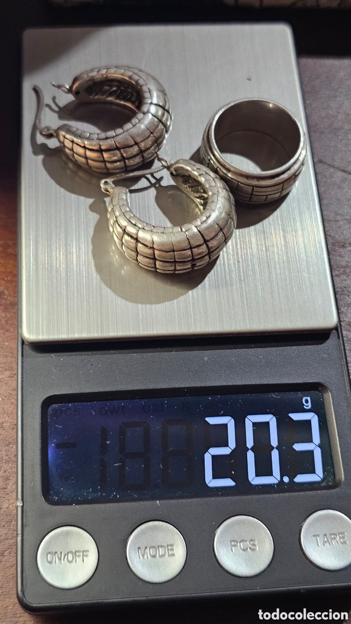 Jewelry: Conjunto de pendientes y anillo antiestr&eacute;s todo en plata de ley contrastada