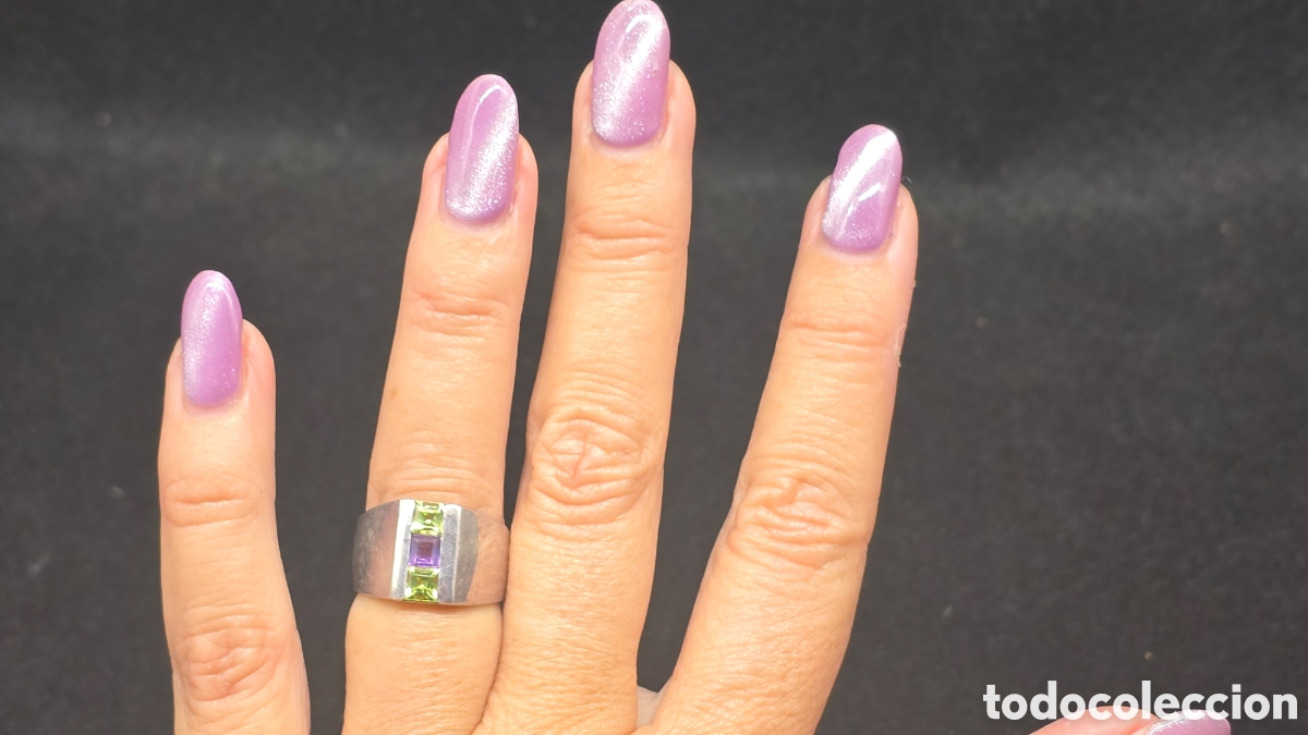 Joyeria: Anillo de plata de ley contrastada con piedras - Foto 2