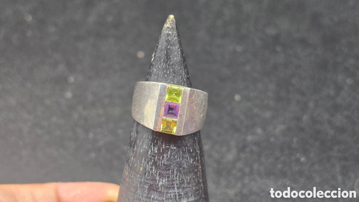 Schmuck: Anillo de plata de ley contrastada con piedras