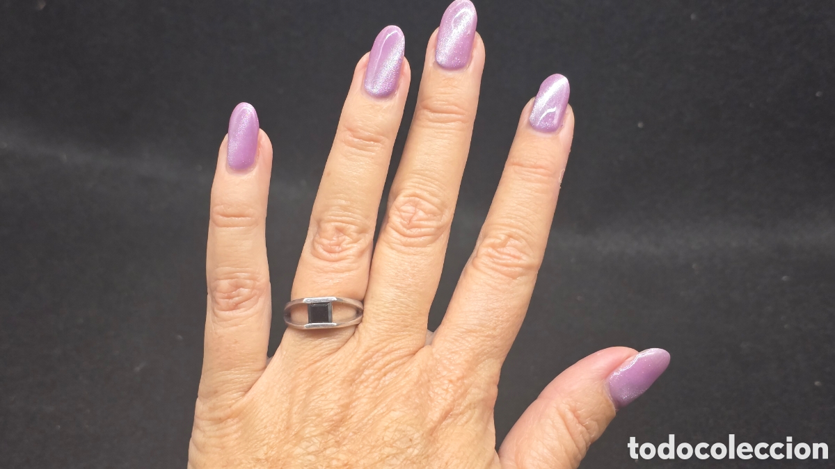 Schmuck: Anillo plata de ley contrastada piedra negra