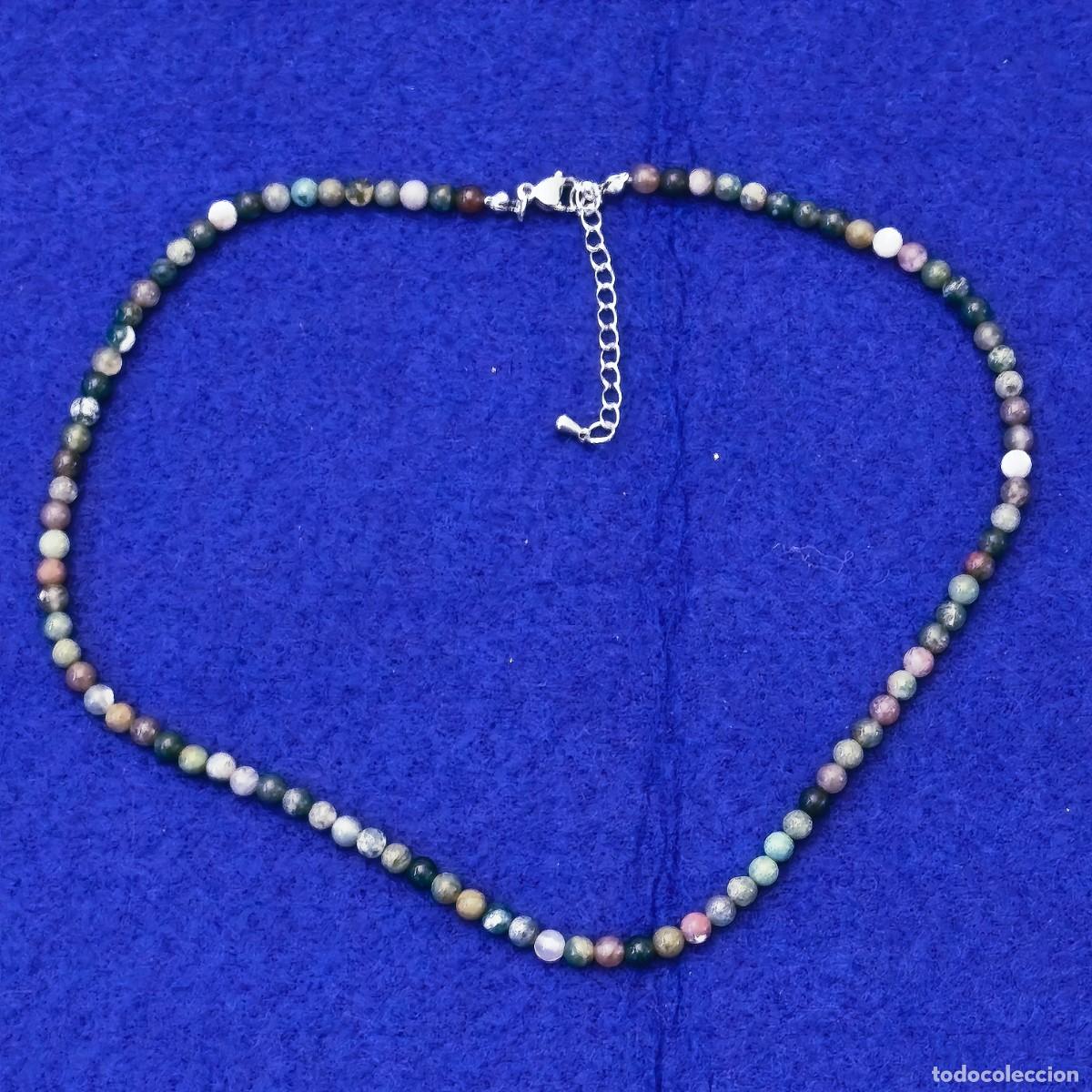 Gioielleria: GARGANTILLA AGATA MUSGOSA BOLA 4,5 MM. ALPACA PLATEADO.MED. 40 - 45 CMS