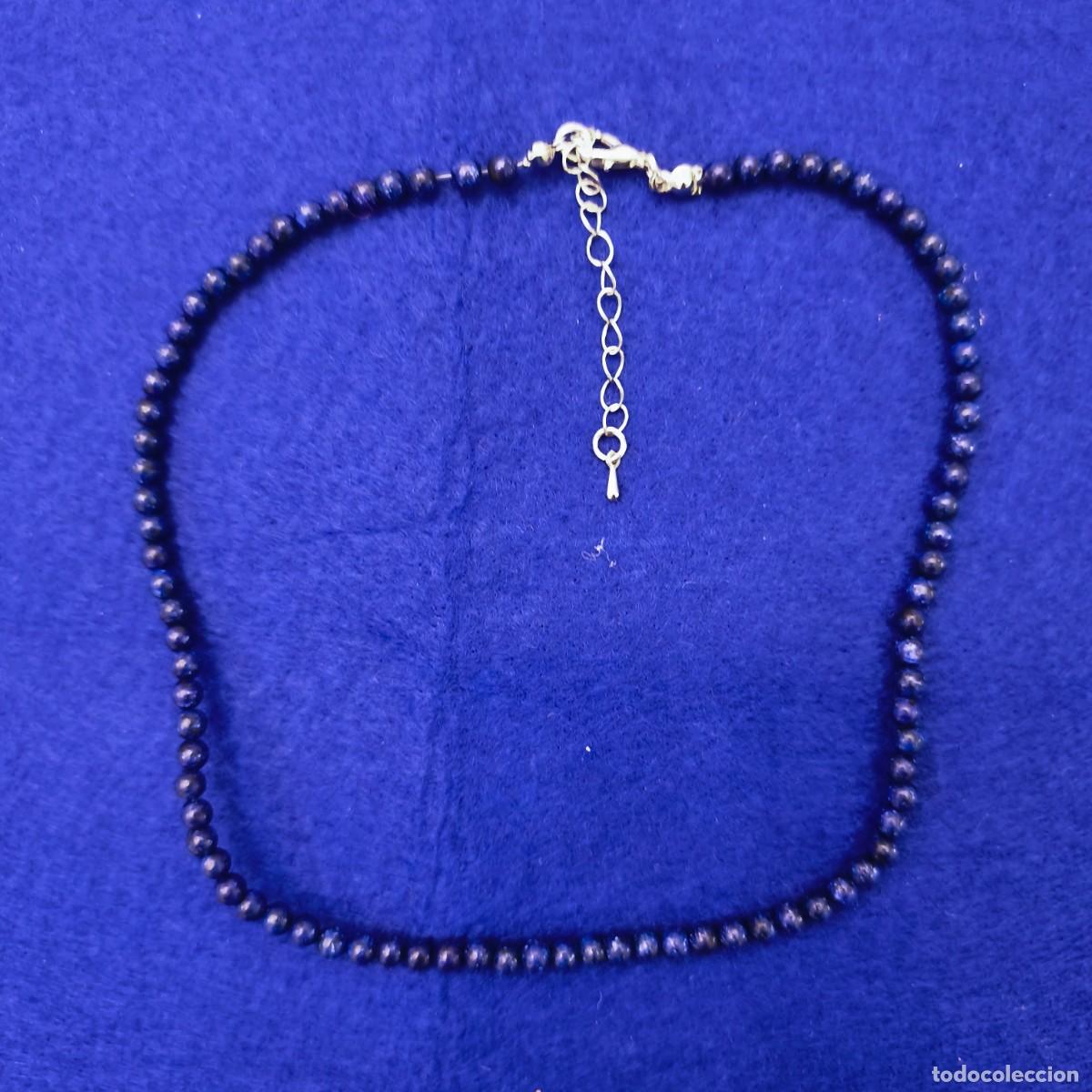 Joalharia: GARGANTILLA LAPISLAZULI BOLAS 4,5 MM. ALPACA PLATEADA. MED.40 - 45 CMS