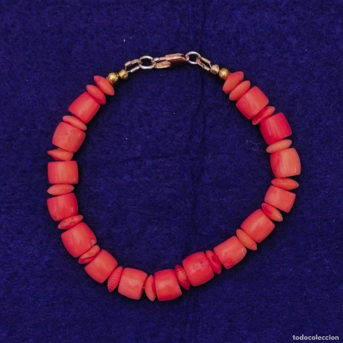 Joalharia: PULSERA DE CORAL NATURAL MM CON ALPACA DORADA.MED. 21 - 22 CMS