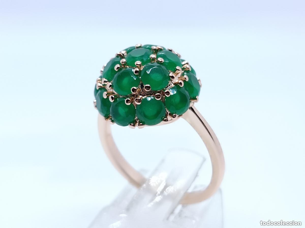 Schmuck: Precioso anillo en oro de 14k con esmeraldas talladas estilo art deco