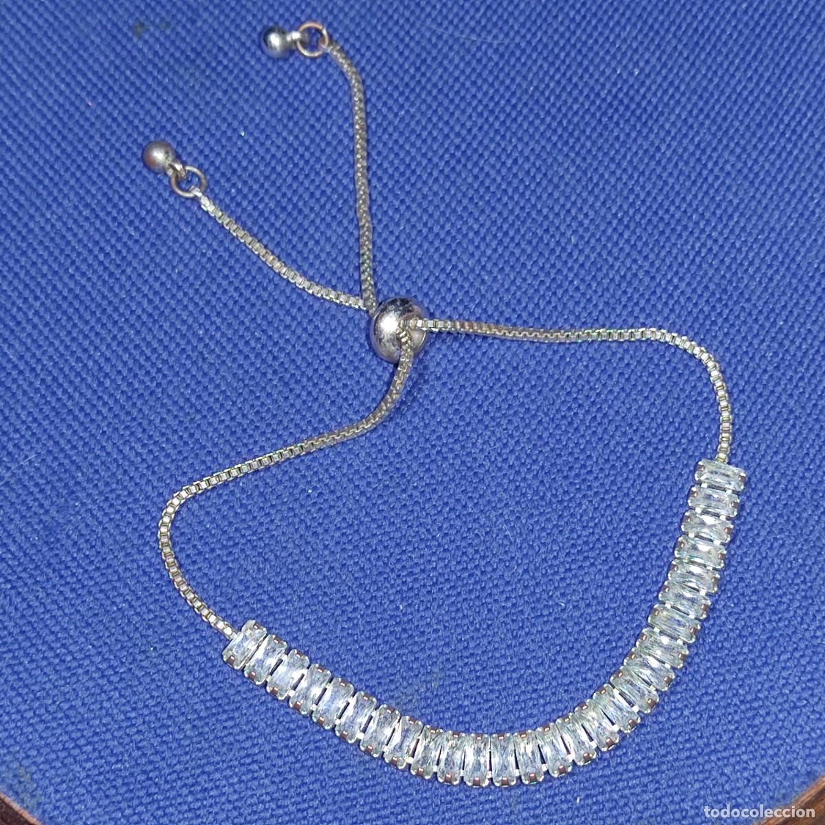 Joyeria: Pulsera plateada ajustable con cristales.Vintage - Foto 2