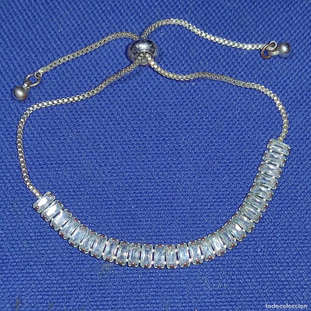 Joyeria: Pulsera plateada ajustable con cristales.Vintage - Foto 3