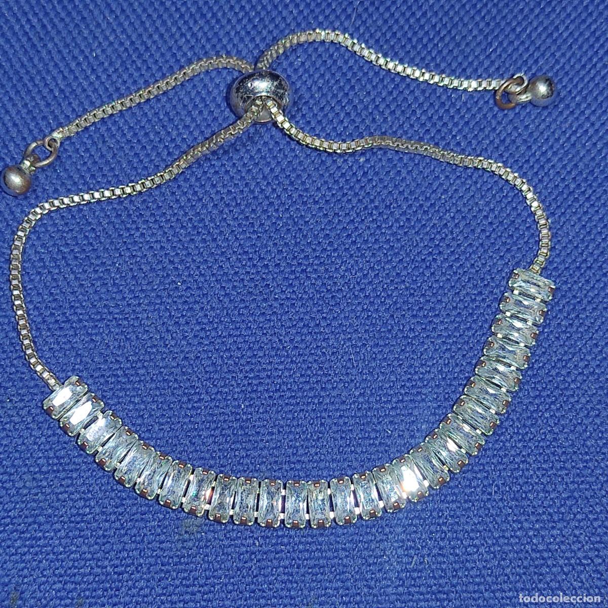 Joyeria: Pulsera plateada ajustable con cristales.Vintage - Foto 4