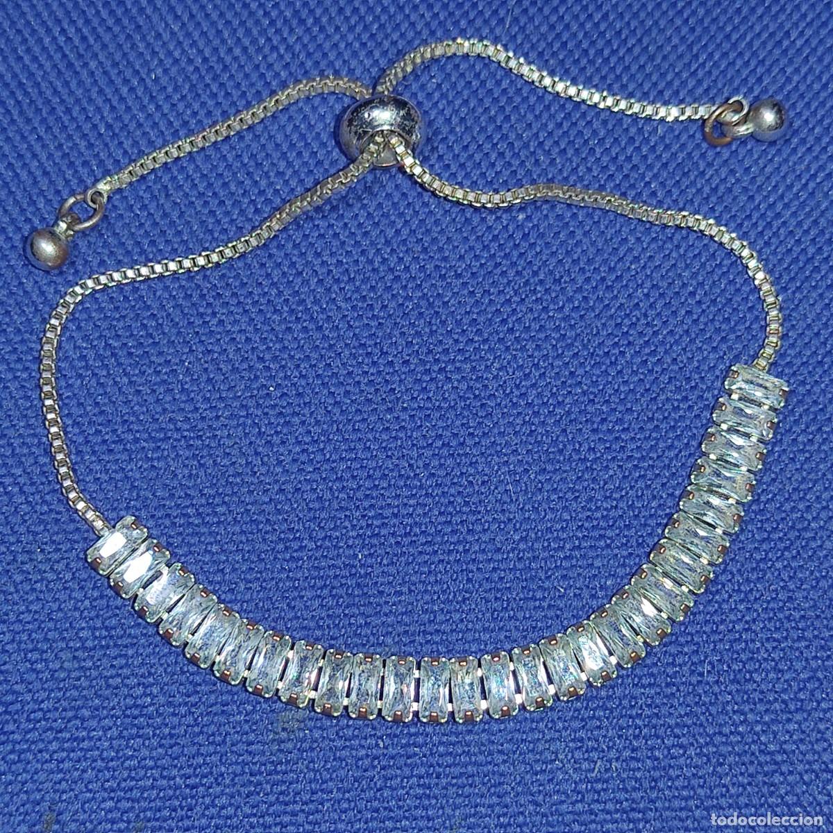 Joyeria: Pulsera plateada ajustable con cristales.Vintage - Foto 5