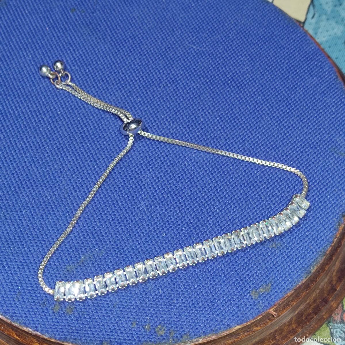 Joyeria: Pulsera plateada ajustable con cristales.Vintage - Foto 7