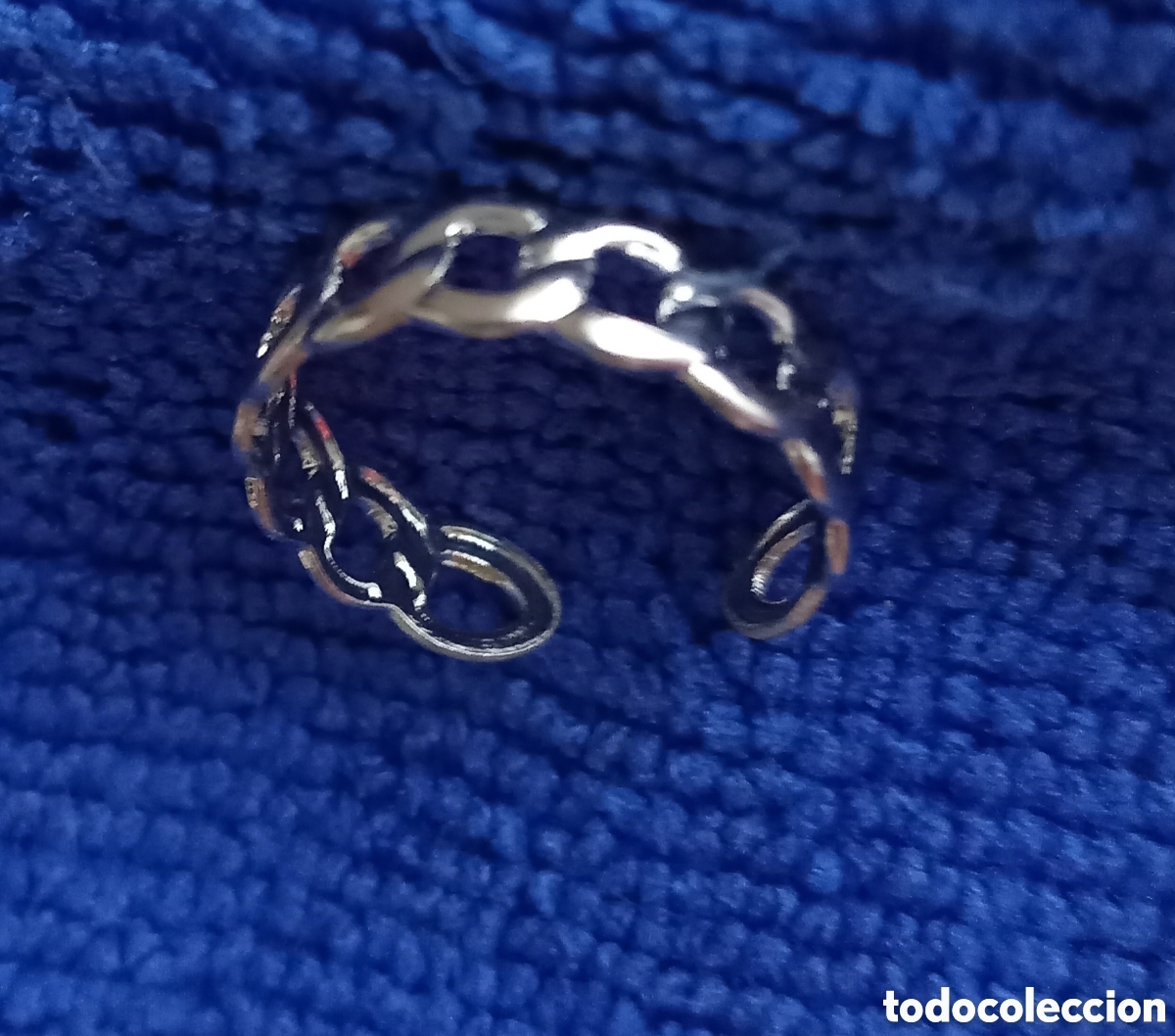 Joyeria: Original anillo plateado eslabones 5mm ancho abierto ajustable. Muy bonito
