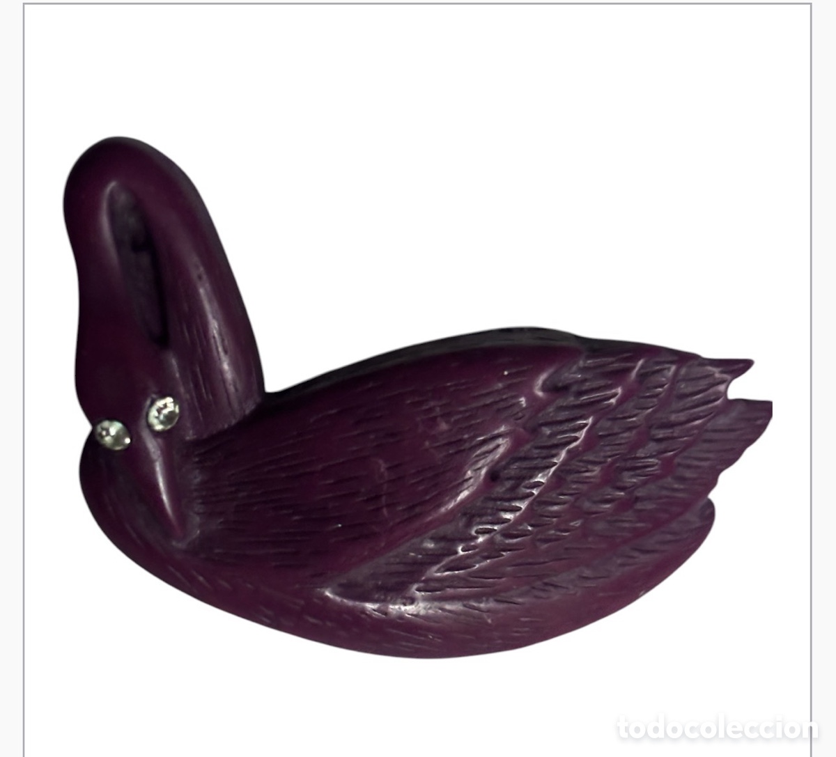 Joaillerie: BROCHE CISNE VINTAGE A&Ntilde;OS 40/50 - LUCITA OPACA TALLADA COLOR MORADO OSCURO - EXCELENTE ESTADO