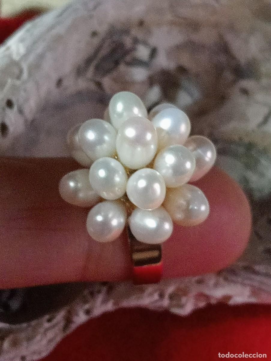 Joyeria: RACIMO DE PERLAS NATURALES EN ANILLO (SIN USAR)