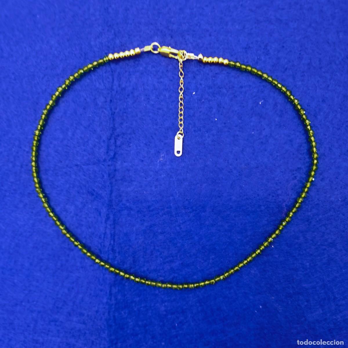 Jewelry: GARGANTILLA ESMERALDA SWAROSKI FACETADOS 3,5 MM. ALPACA DORADA.MED. 42 - 49 CMS
