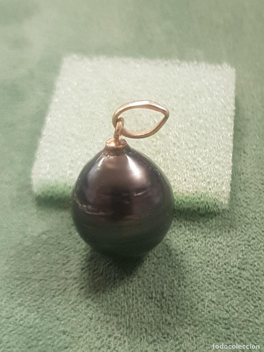 Joyeria: Colgante perla de Tahit&iacute; original 12.5 m.m. enganche de oro 18 kts