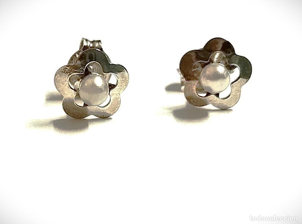 Jewelry: Pendientes ni&ntilde;a en Plata y perla, 6mm