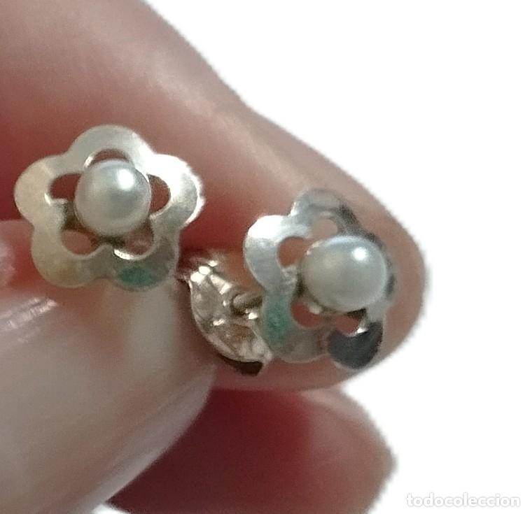 Joyeria: Pendientes ni&ntilde;a en Plata y perla, 6mm - Foto 2
