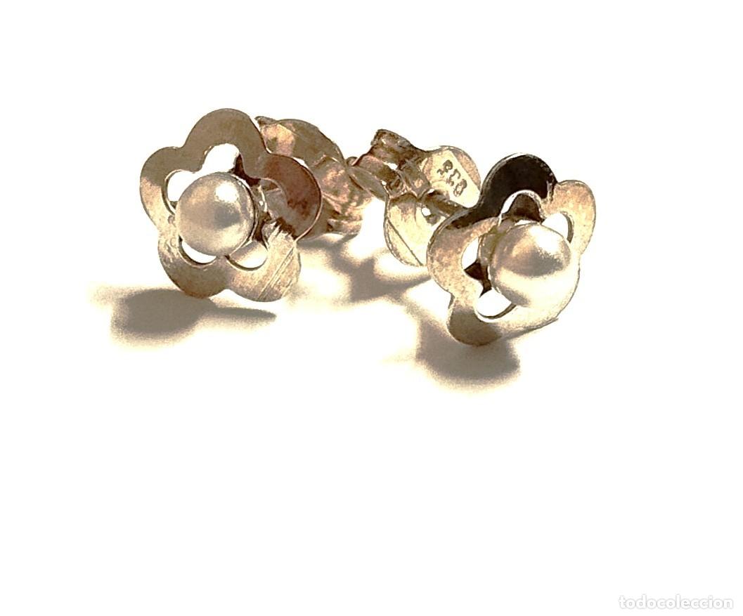 Joyeria: Pendientes ni&ntilde;a en Plata y perla, 6mm - Foto 3