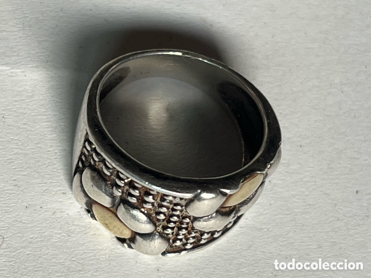 Joyeria: Original anillo base ancha de plata de ley (925) y oro - Foto 3