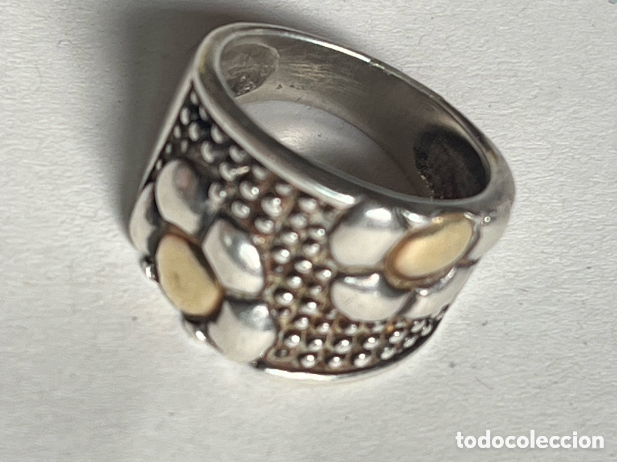 Joyeria: Original anillo base ancha de plata de ley (925) y oro - Foto 4