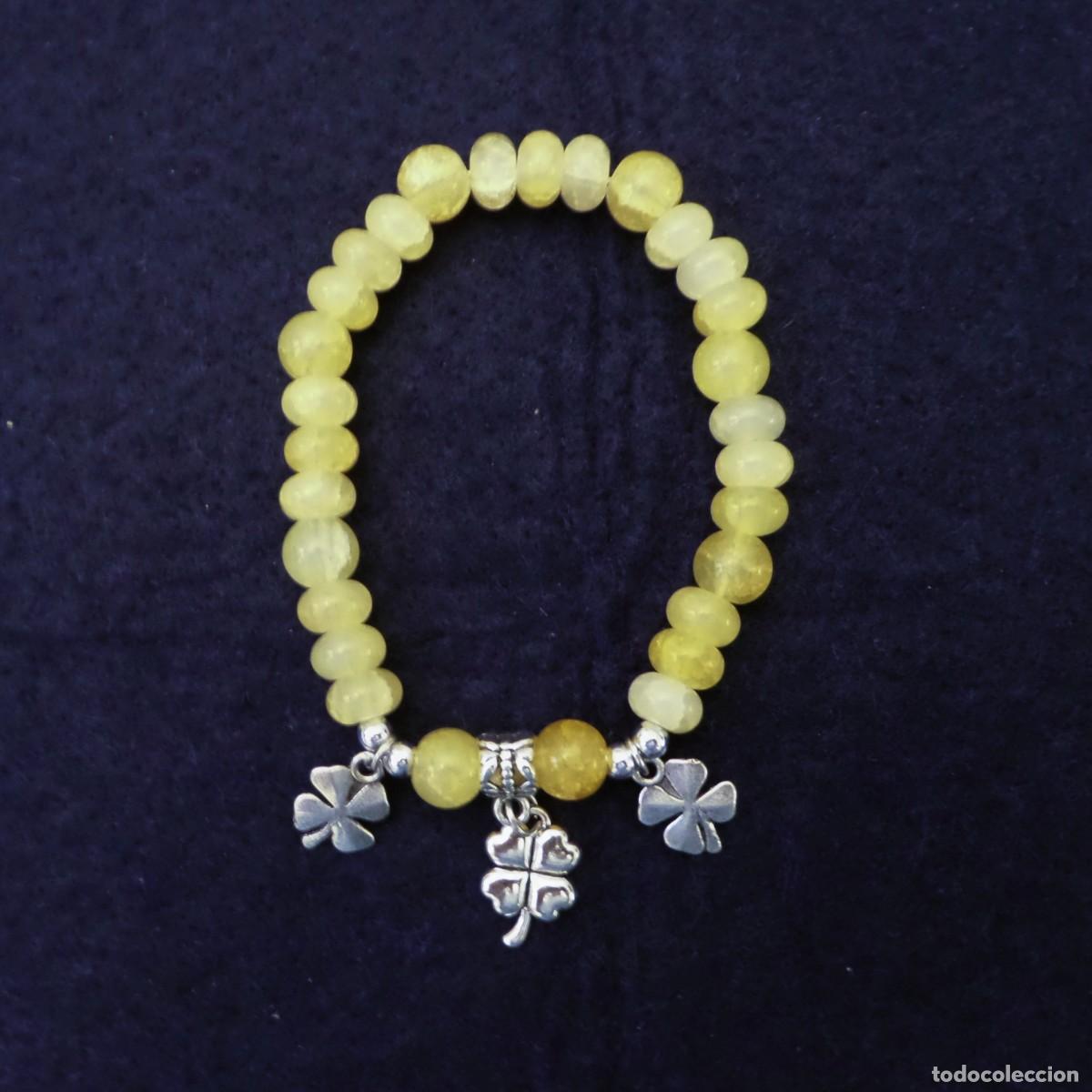 Joalharia: PULSERA ELASTICA DONUTS FLUORITA CON DIJET TREBOLES