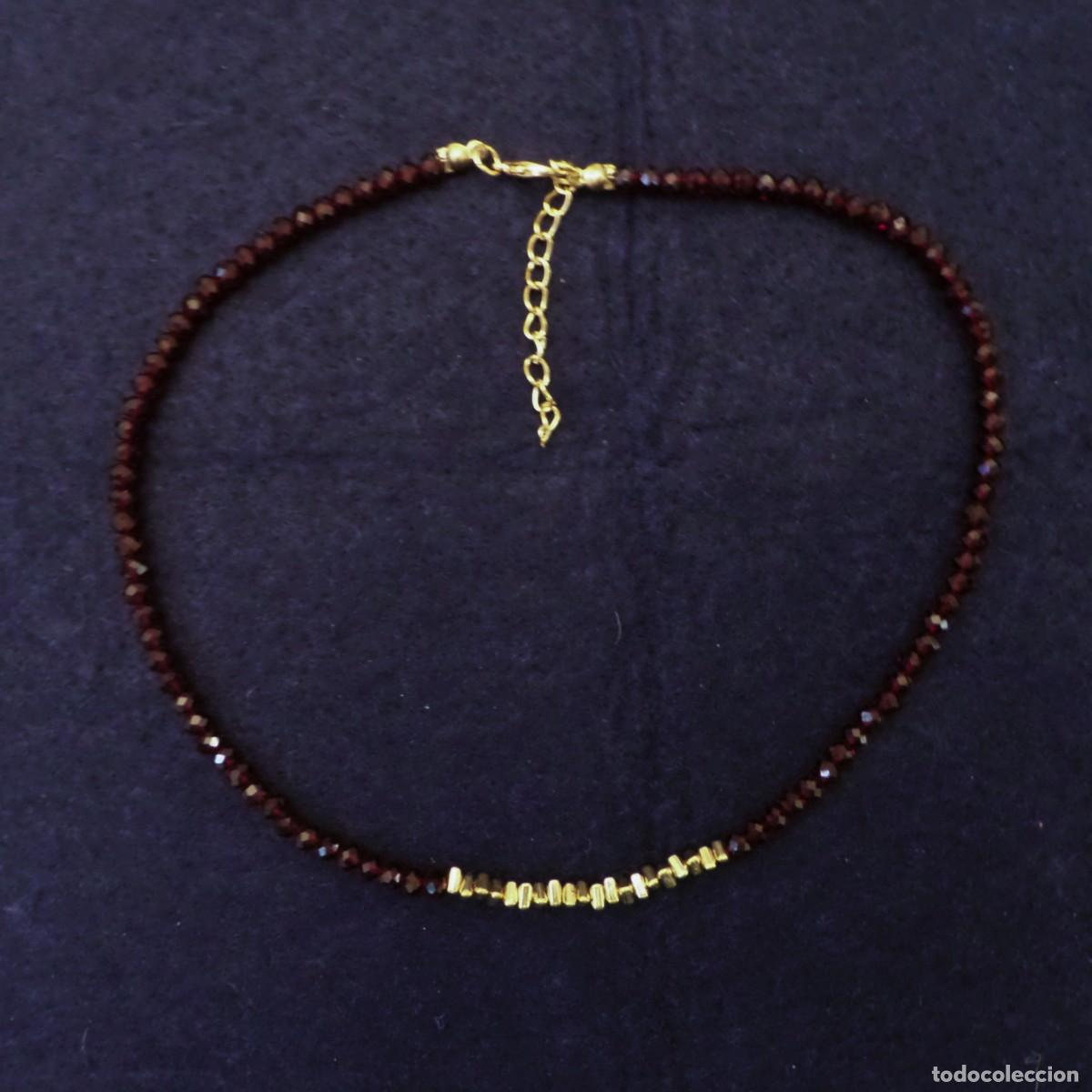 Jewelry: GARGANTILLA GRANATES ??? FACETADOS 4,5 MM CON PIEZAS DE ALPACA DORADA.MED. 40 - 45 CMS